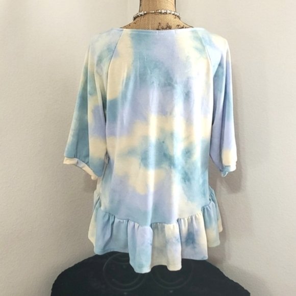 Brand New Women's Thyme + Honey Tie Die Frilled Top Size Small G181 - Picture 2 of 2